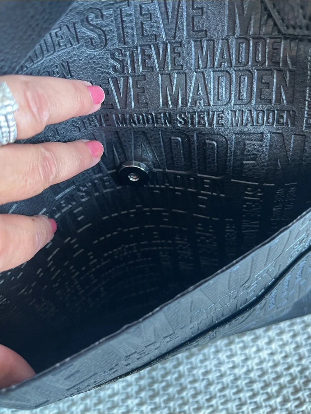 NWT Steve Madden Black Embossed Tote with Makeup bag & Coin Purse Travel Vacay